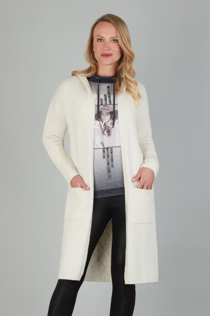 Long hooded cardigan