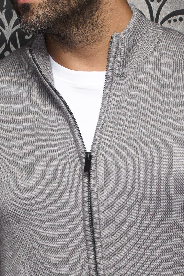 Light gray ESTEBAN merino zip sweater