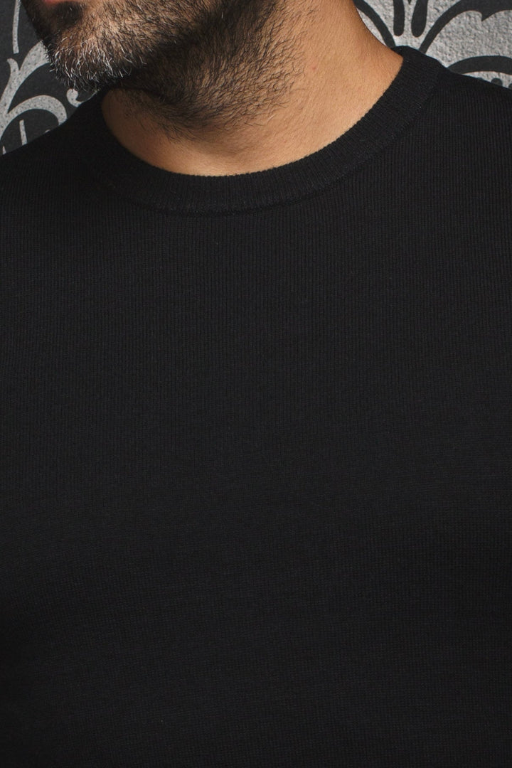 Marini black merino round neck sweater