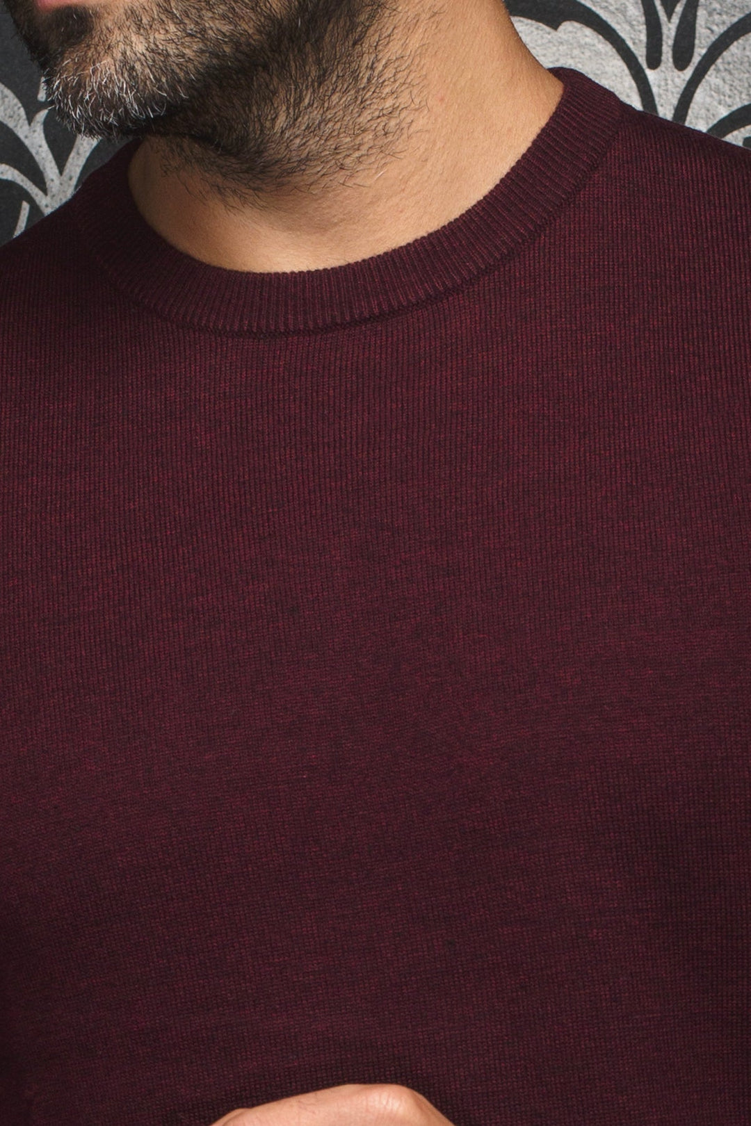 Marini burgundy merino round neck sweater
