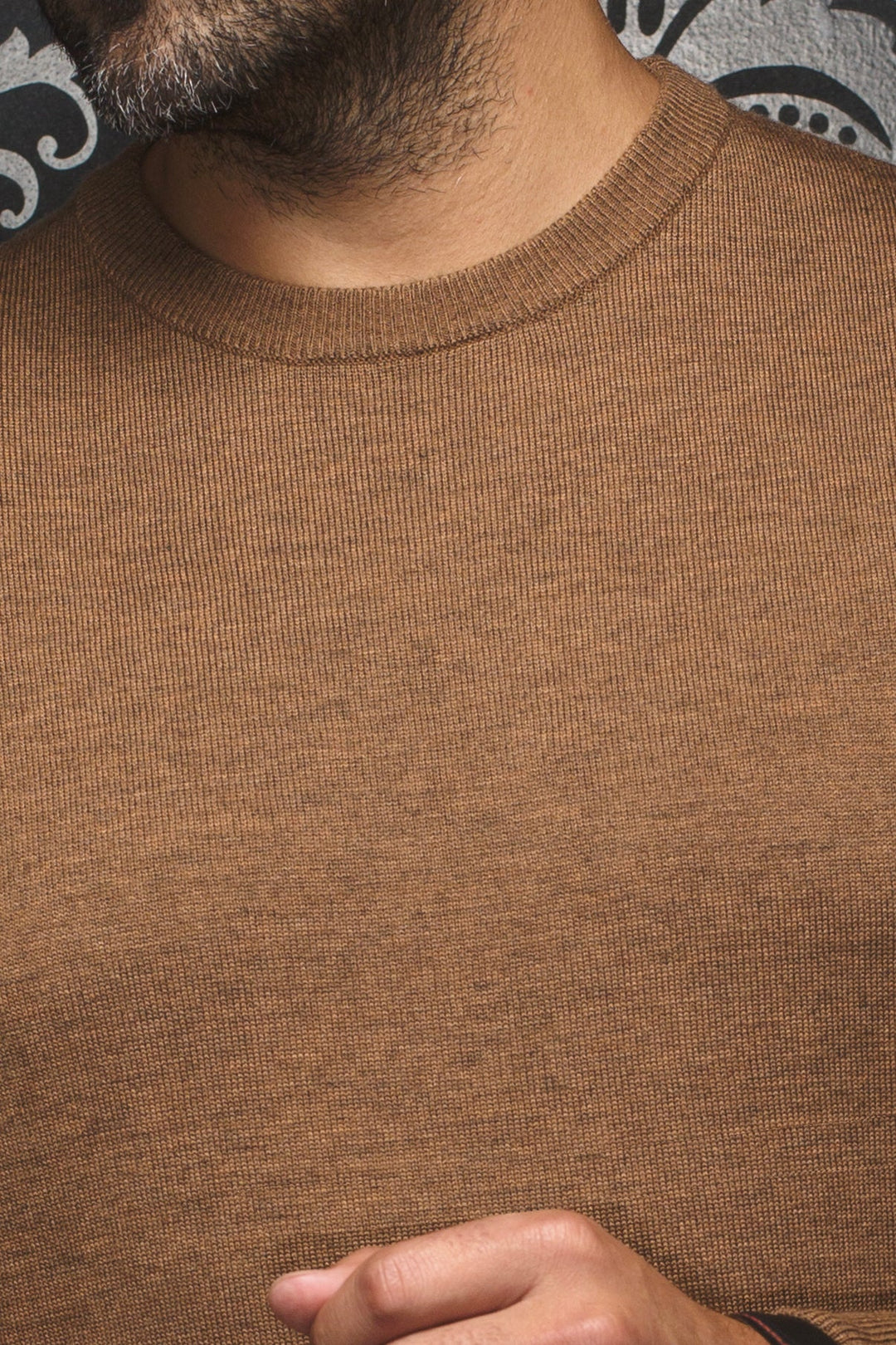 Marini camel merino round neck sweater