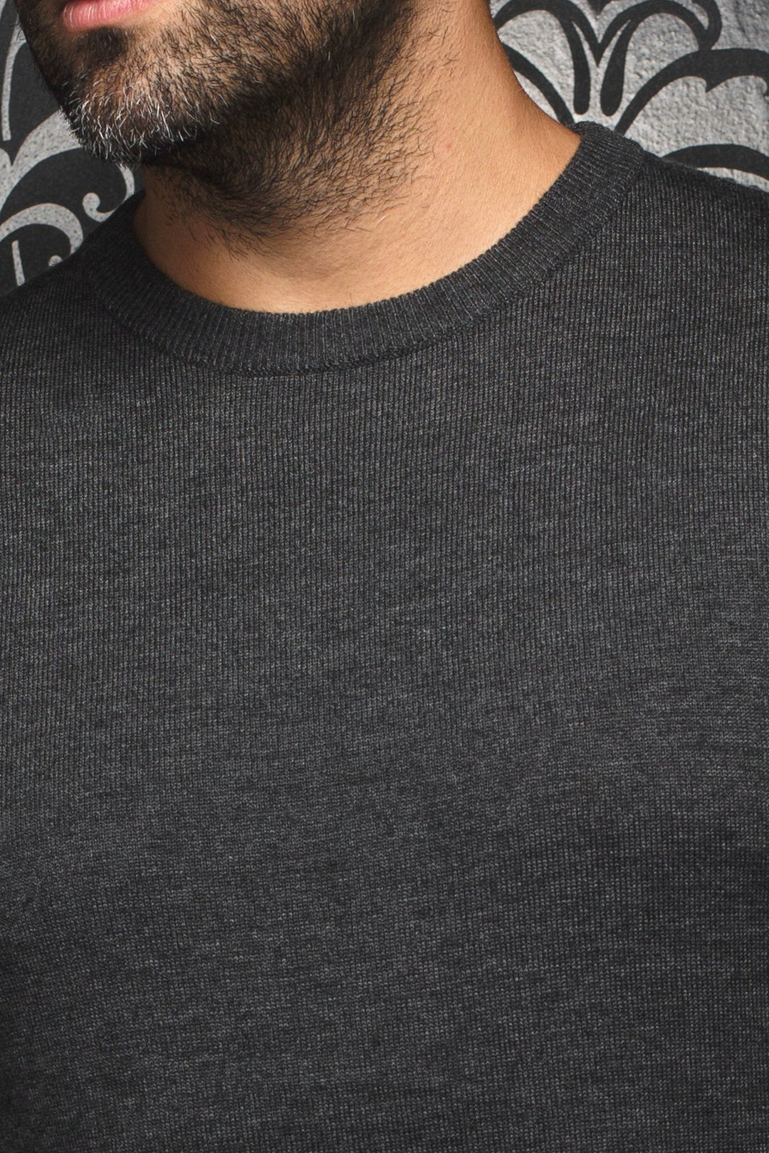 Dark gray Marini merino round neck sweater