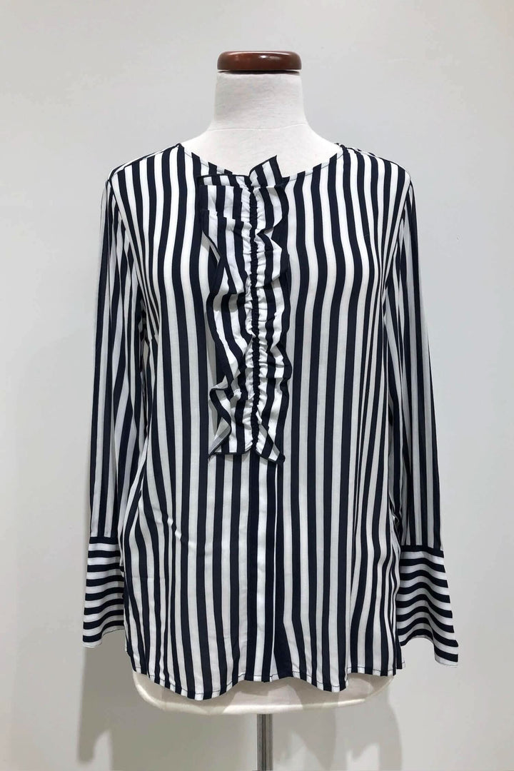 Blouse lignée bleue et blanche Femme - Blouses et chemises - Blouses et chemises sans col Monari