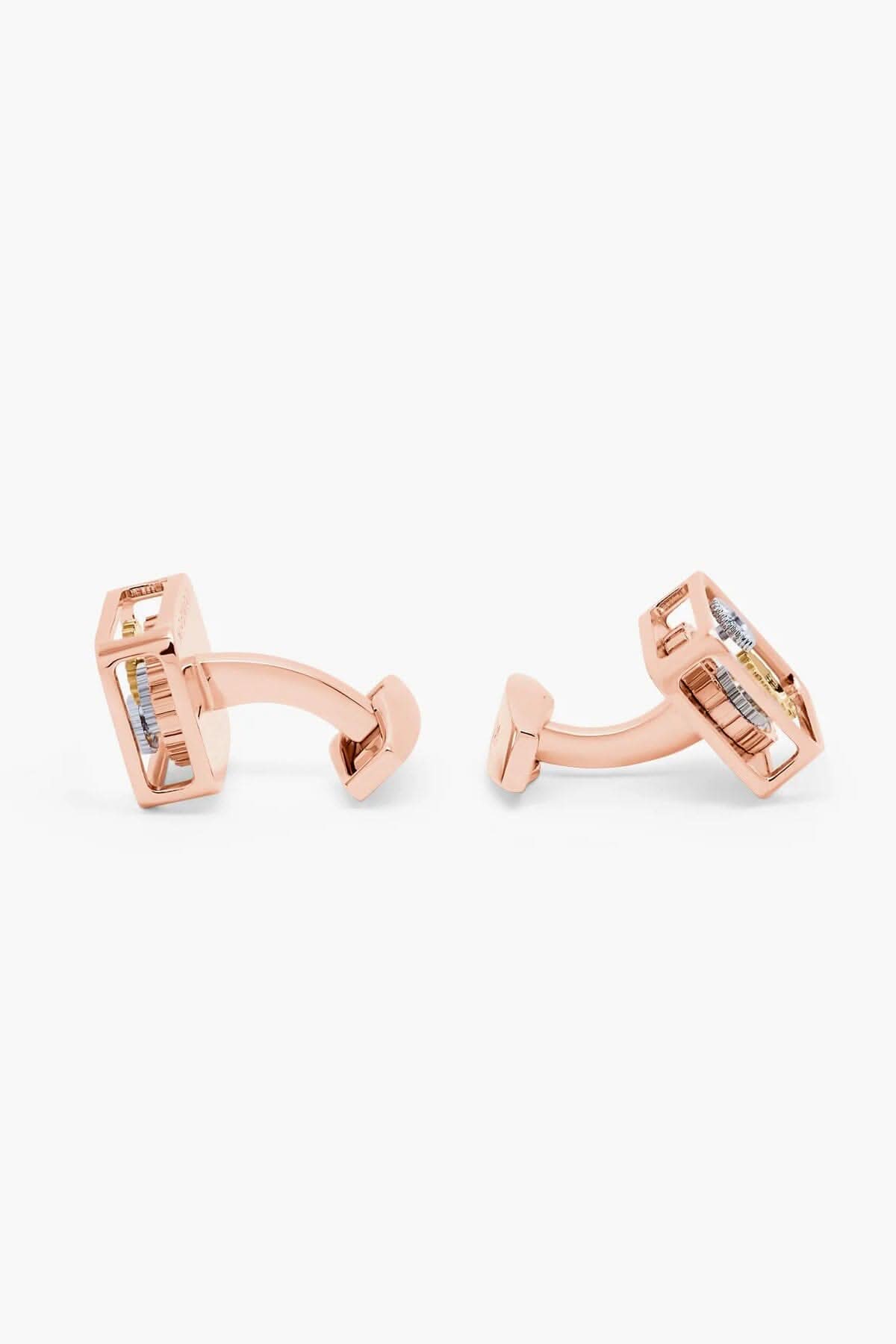 Boutons de manchette Square Gear plaqu&eacute; or rose Tateossian 