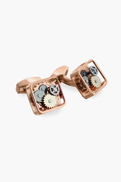 Boutons de manchette Square Gear plaqu&eacute; or rose Tateossian 