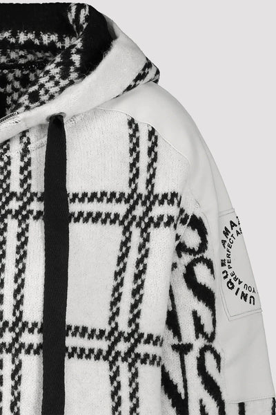 Cardigan jacquard à carreaux et capuche Monari 