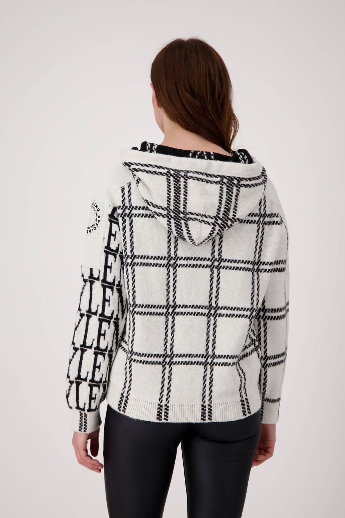 Cardigan jacquard à carreaux et capuche Monari 