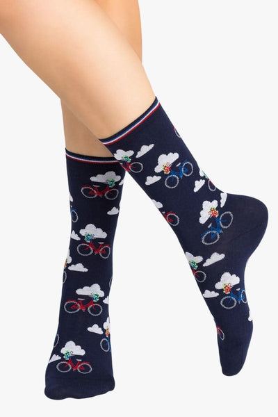 Chaussette imprimé "Balade à Paris" Bleuforêt UNIQUE Bleu 