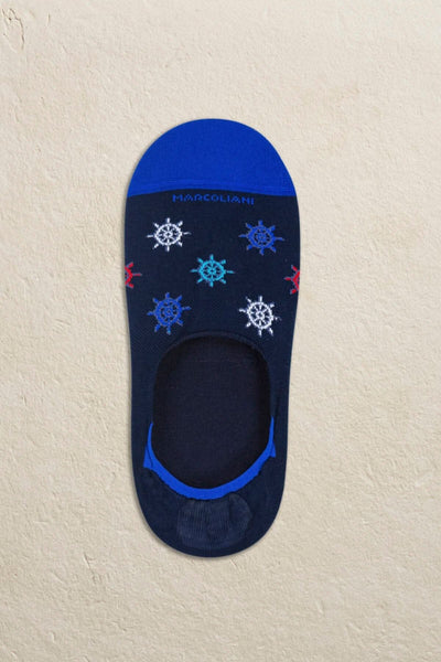 Chaussettes invisible de coton Marcoliani Marine 