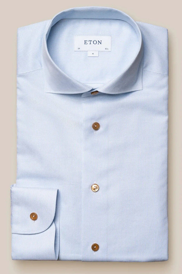 Chemise à fines rayures bleu clair Eton 