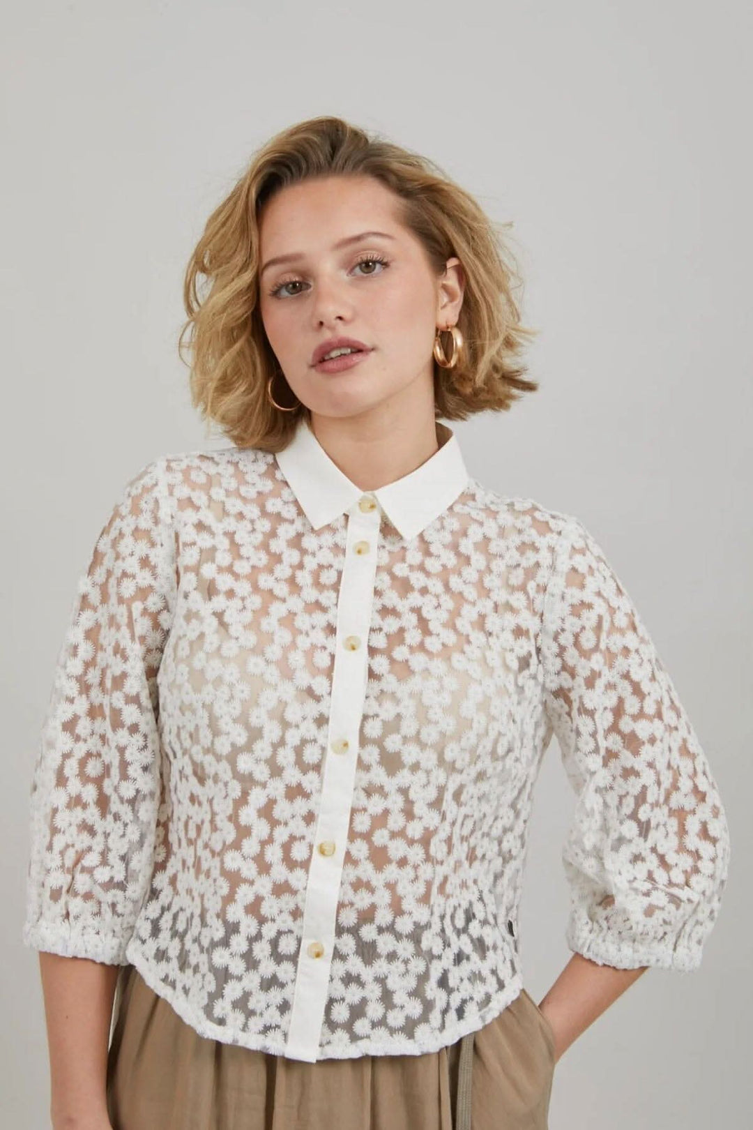 Chemise avec broderie coster 34 BLANC 