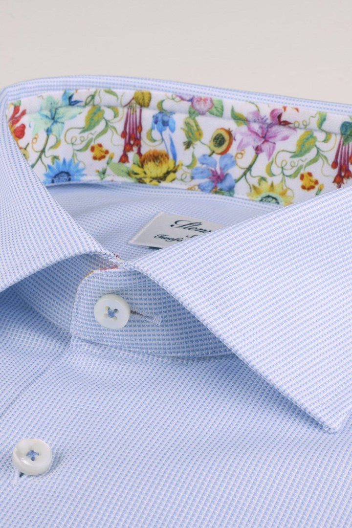 Chemise bleue pâle avec imprimés contrastants Stenstroms 
