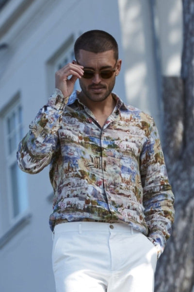 Chemise en lin à motif artistique Stenstroms 