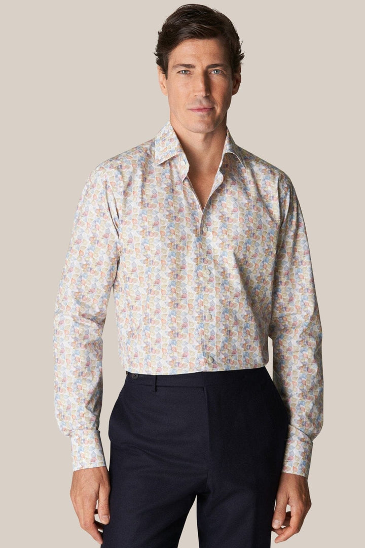 Chemise habillée avec imprimé abstrait Eton 15.5 Beige Slim