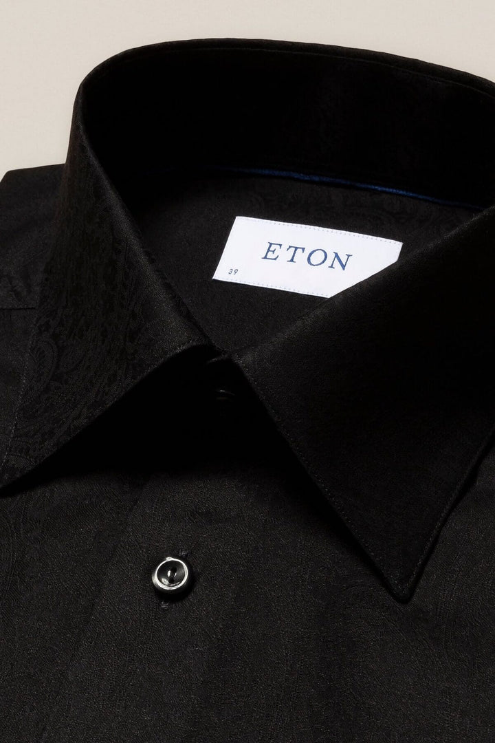 Chemise jacquard noire à motifs cachemire Homme - Chemise - Chemise habillée Eton