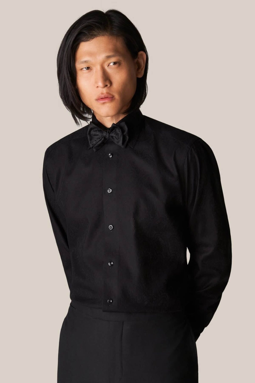 Chemise jacquard noire à motifs cachemire Homme - Chemise - Chemise habillée Eton