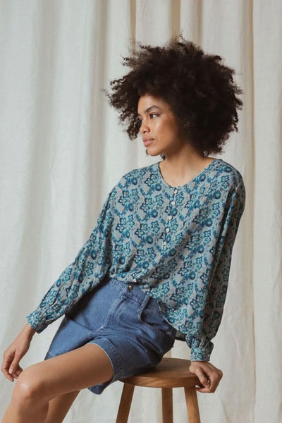 Chemise oversize coqelicot sauvage Indi & cold XS Bleu 