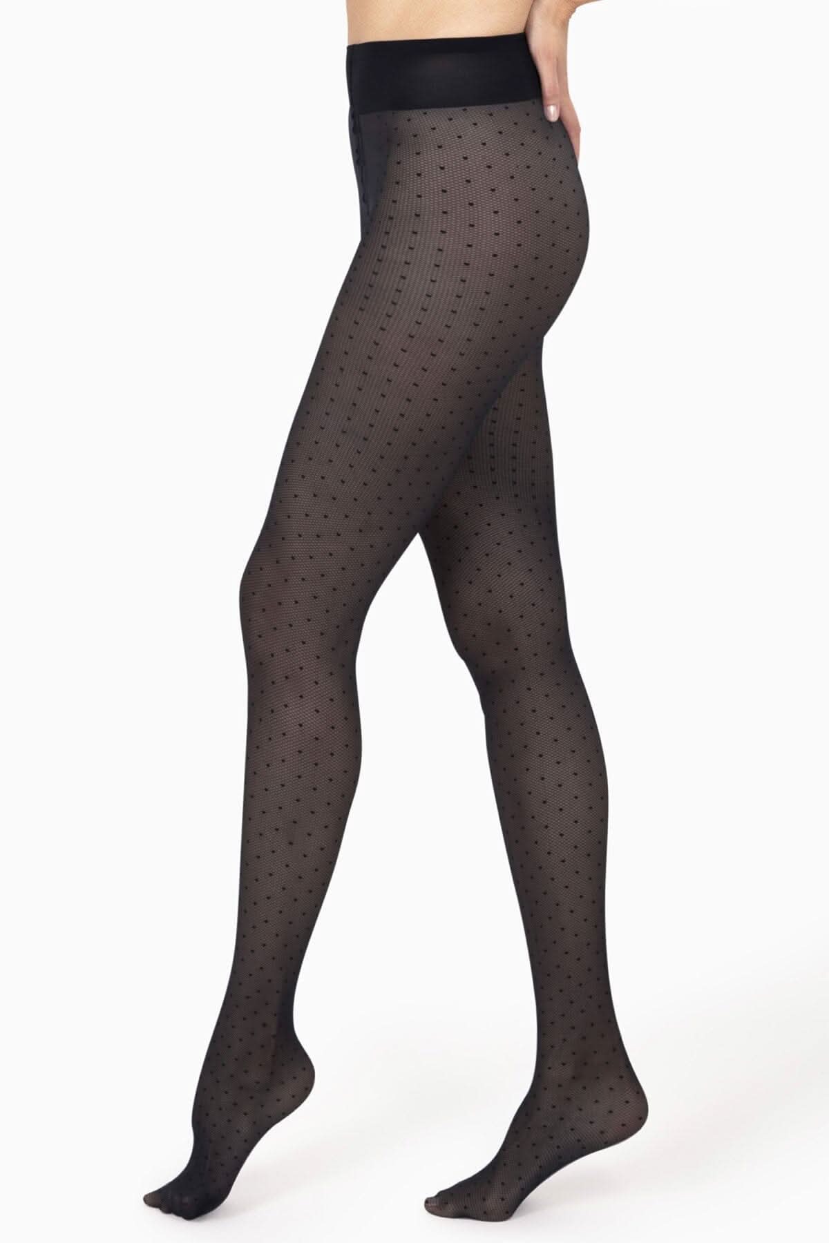 Collant Motif Plumetis 20D LEBOURGET T1-2 NOIR 