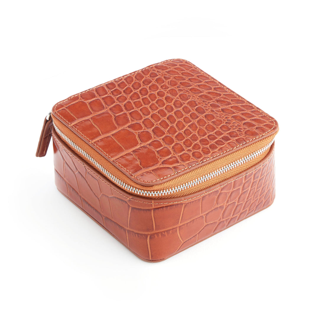 Croc-Embossed Leather Jewelry Case royce-us