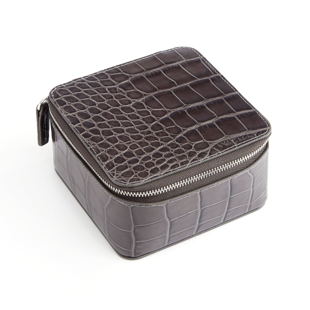 Croc-Embossed Leather Jewelry Case royce-us