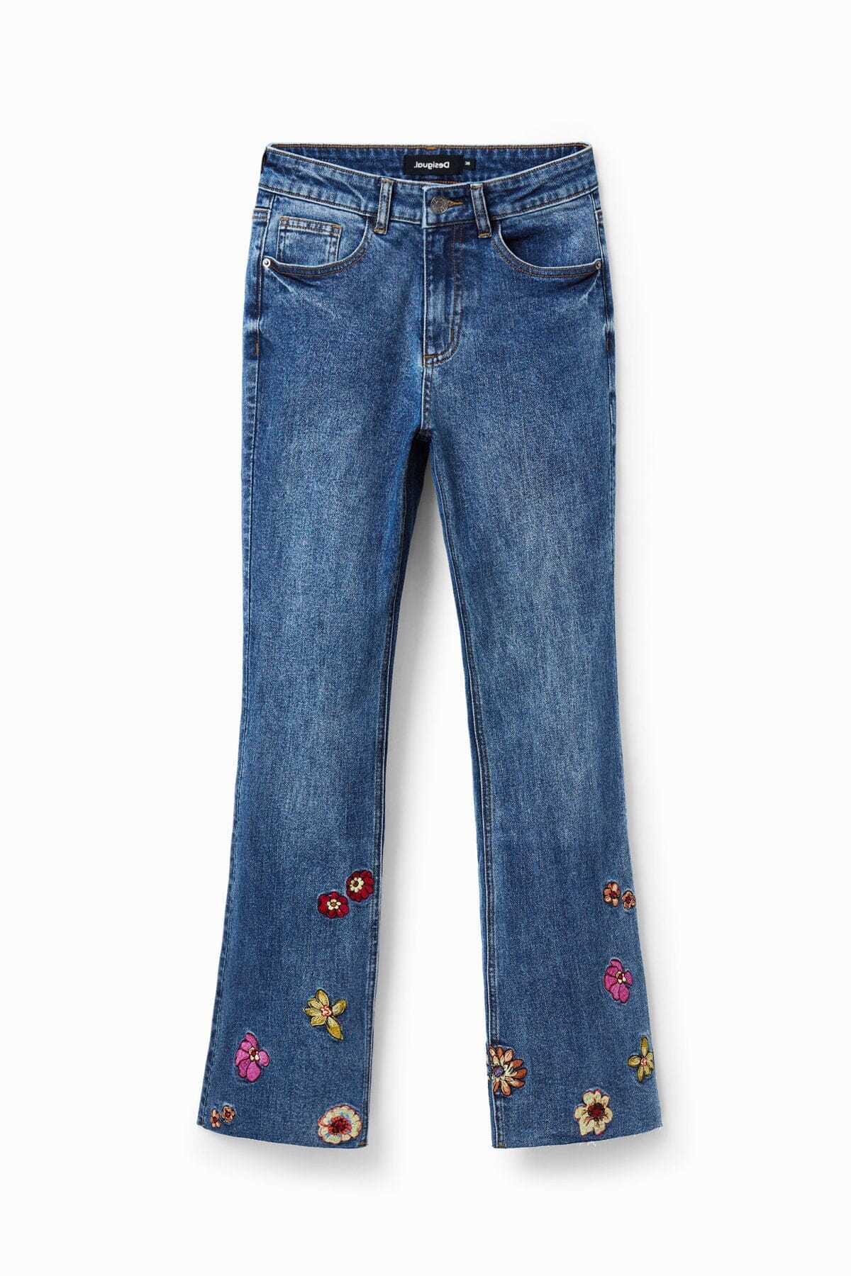 Cropped flared jeans with floral embroidery