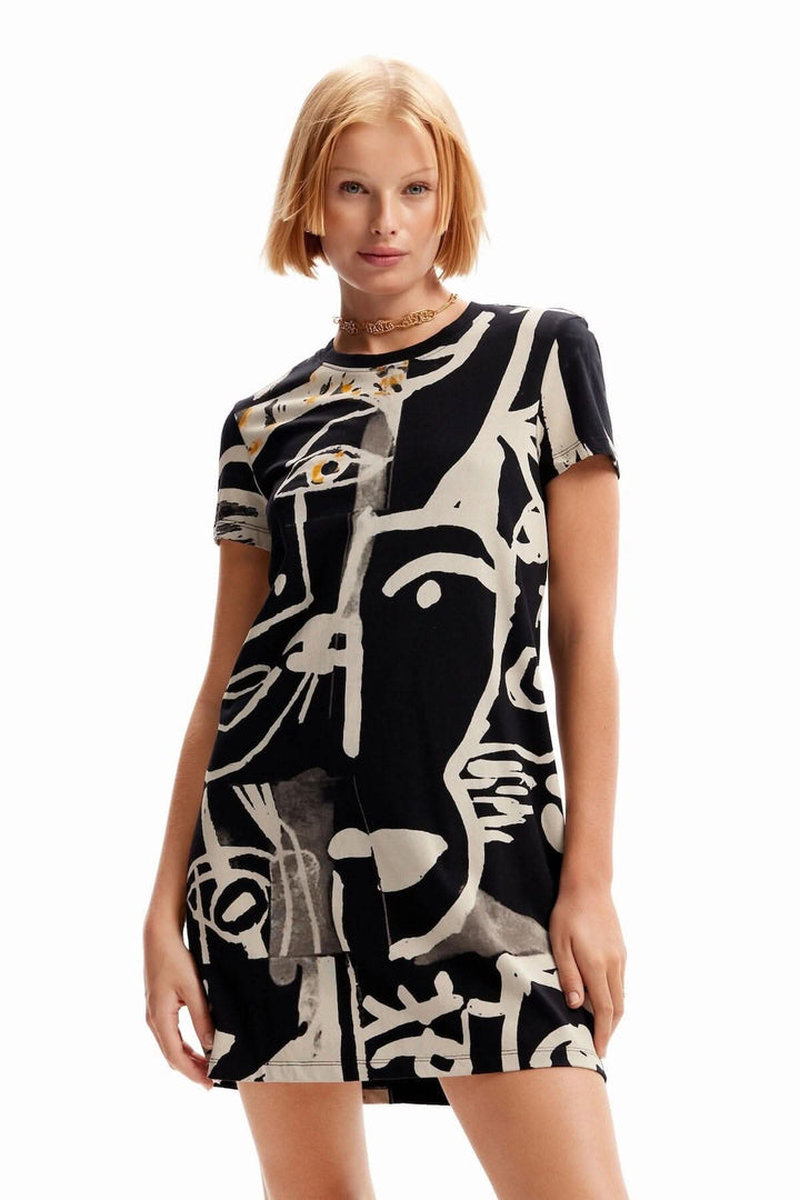 Mini-robe t-shirt visages Desigual XS Noir 