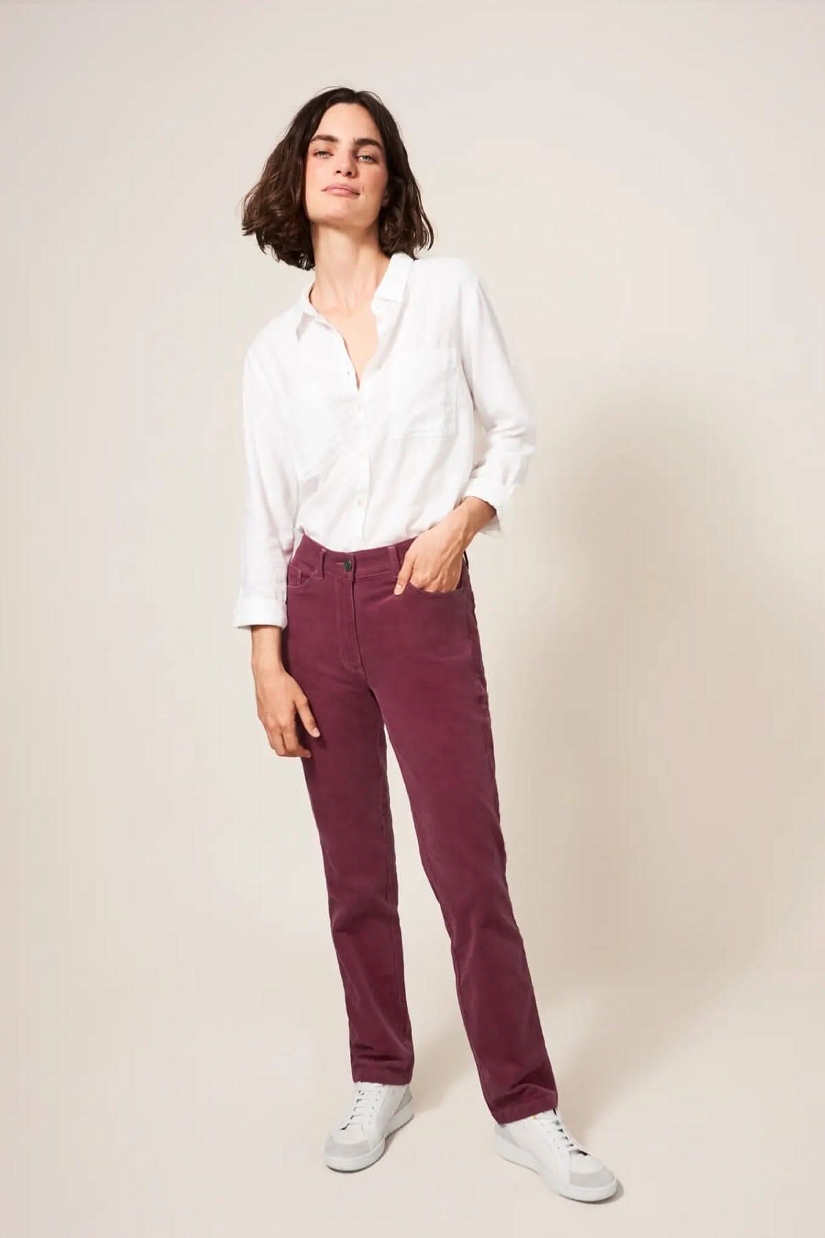 Pantalon corduroy Brooke White Stuff 10UK BORDEAU 