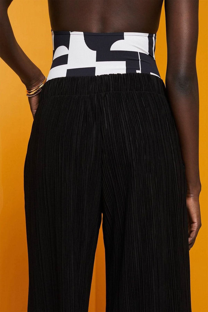 Pantalon en jersey souple &agrave; plis pliss&eacute;s Esprit 