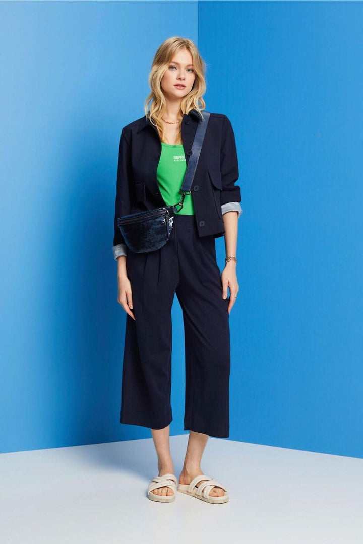 Pantalon large court en jersey de coton Esprit 
