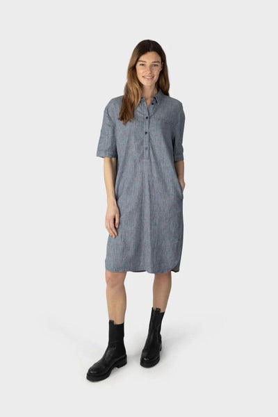 Robe chemise à col en coton et lin Sandwich 
