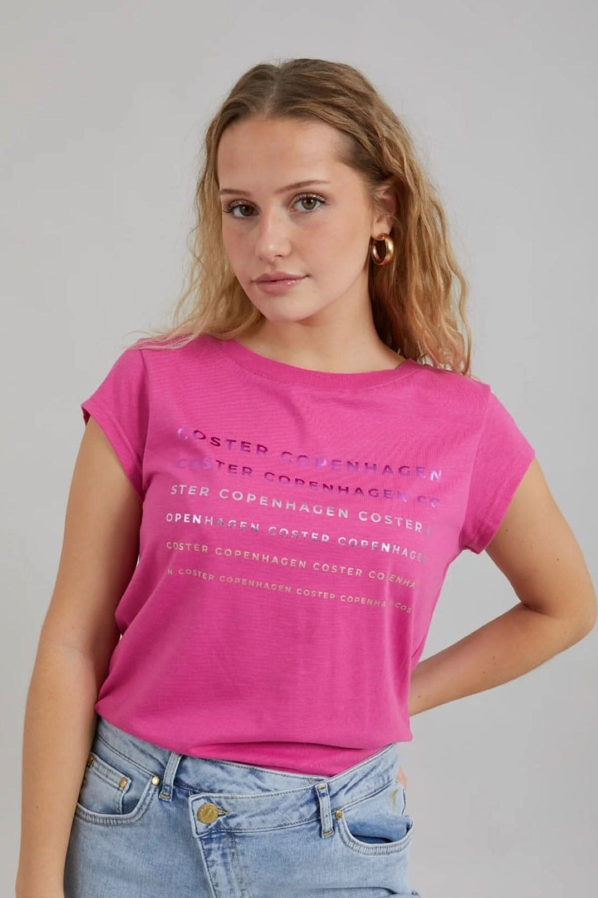 T-shirt avec un logo en feuilles d'aluminium coster XXL ROSE 
