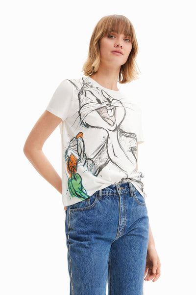 T-shirt Bugs Bunny à manches courtes Desigual S Blanc 