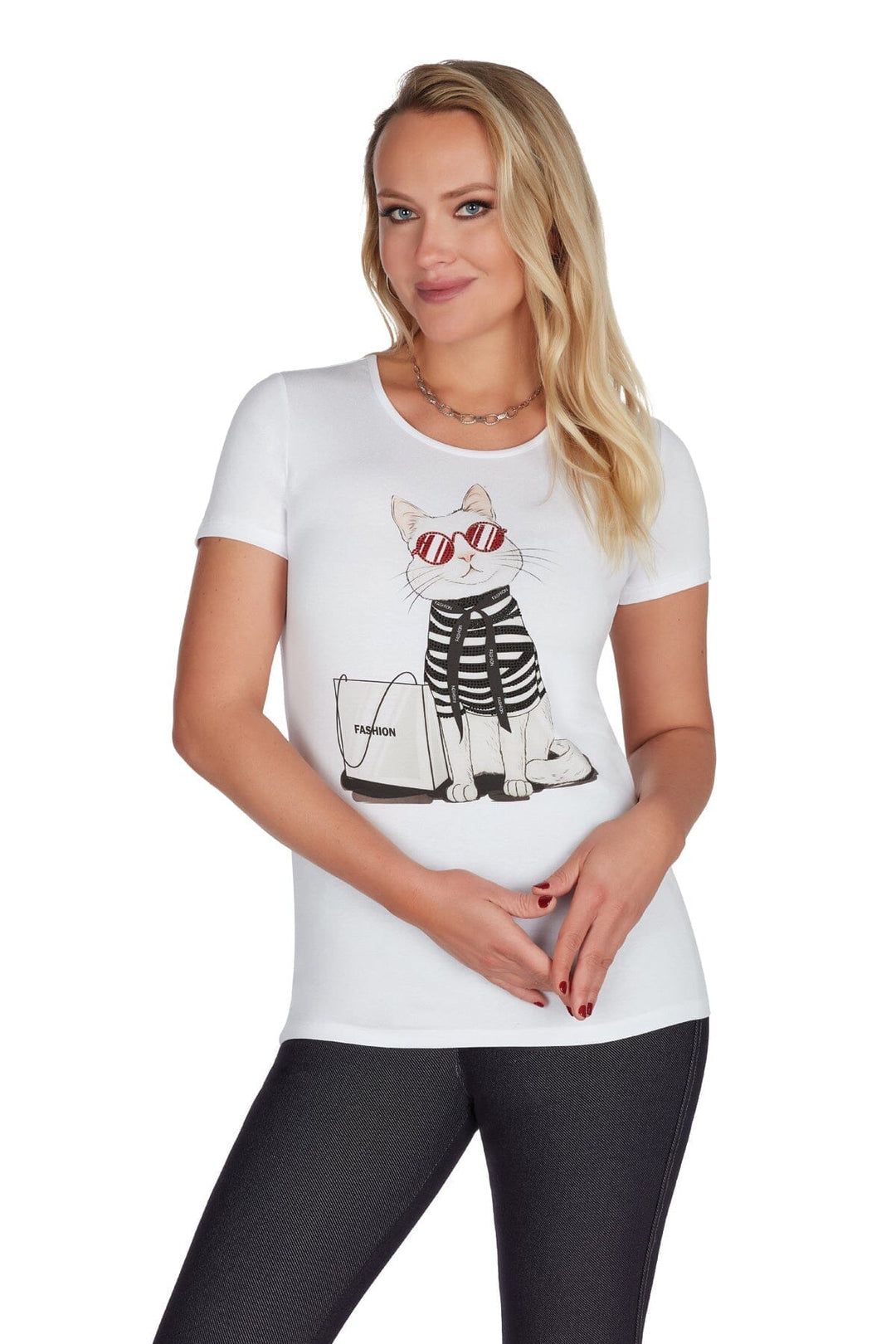 T-shirt chat stylisé Femme - Hauts - T-shirt Tricotto