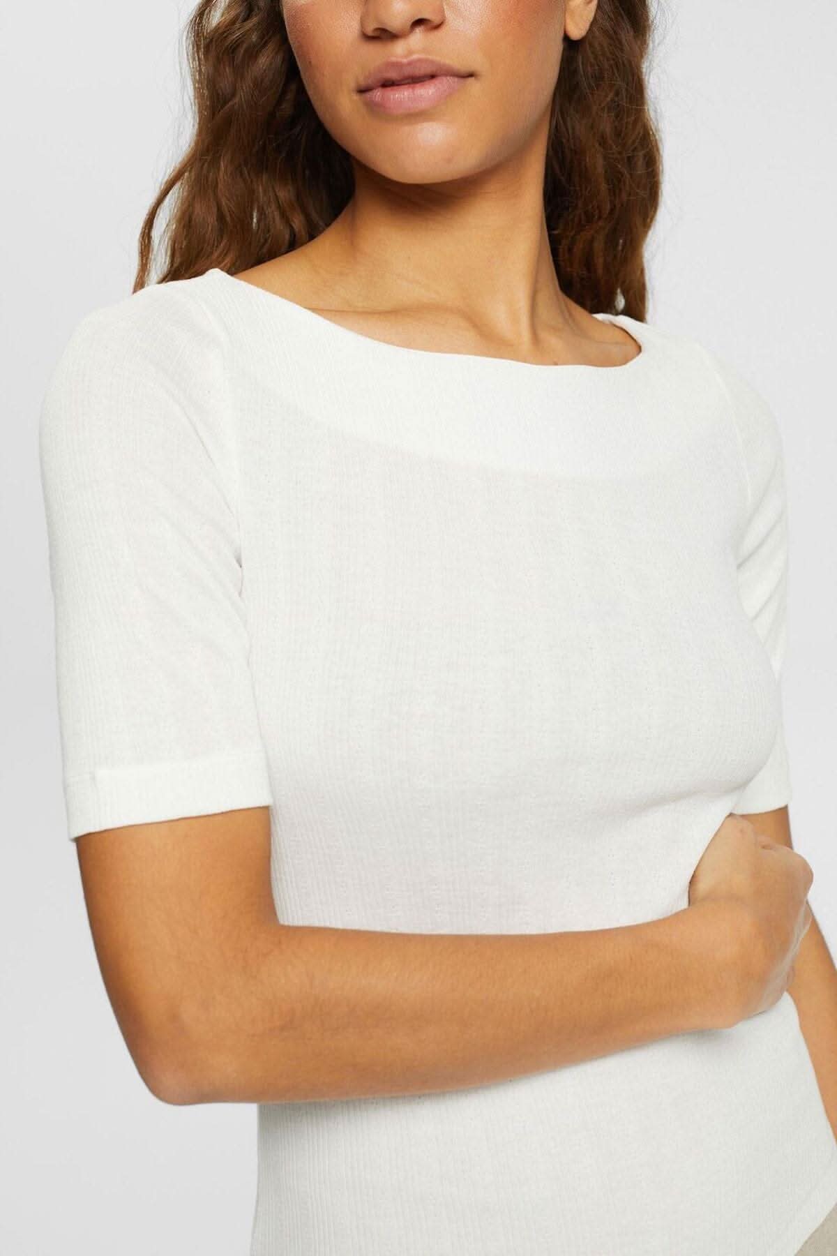 T-shirt côtelé pointelle Esprit 