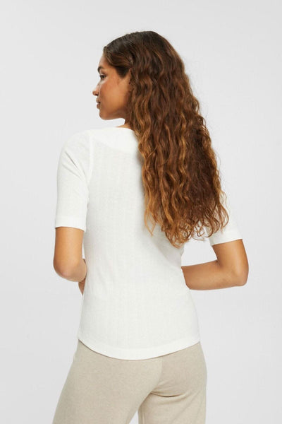 T-shirt côtelé pointelle Esprit 