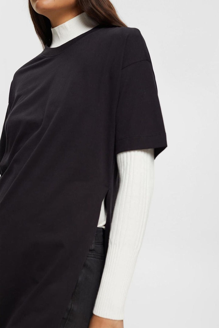 T-shirt long avec fente latérale Femme - Hauts - T-shirt Esprit