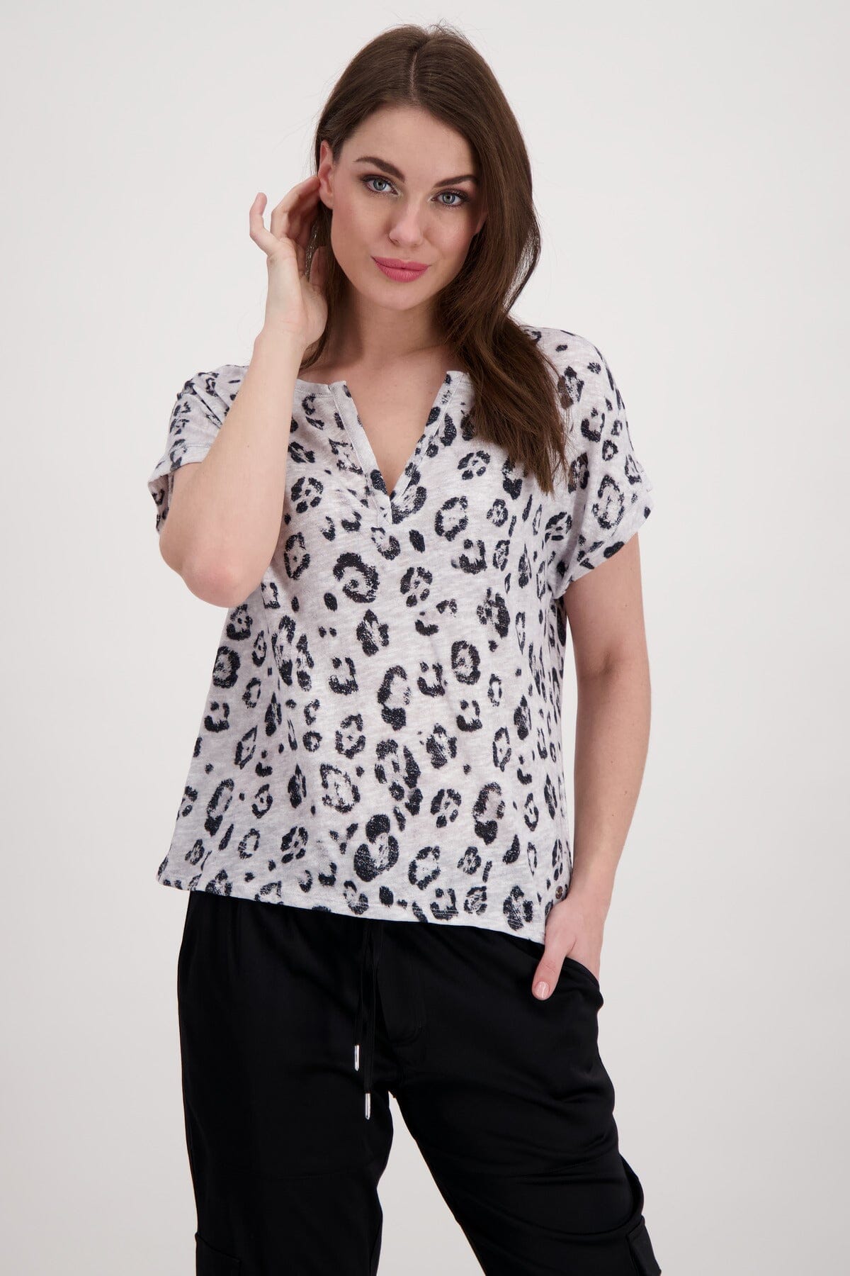 T-shirt motif léopard Monari 38 Blanc 