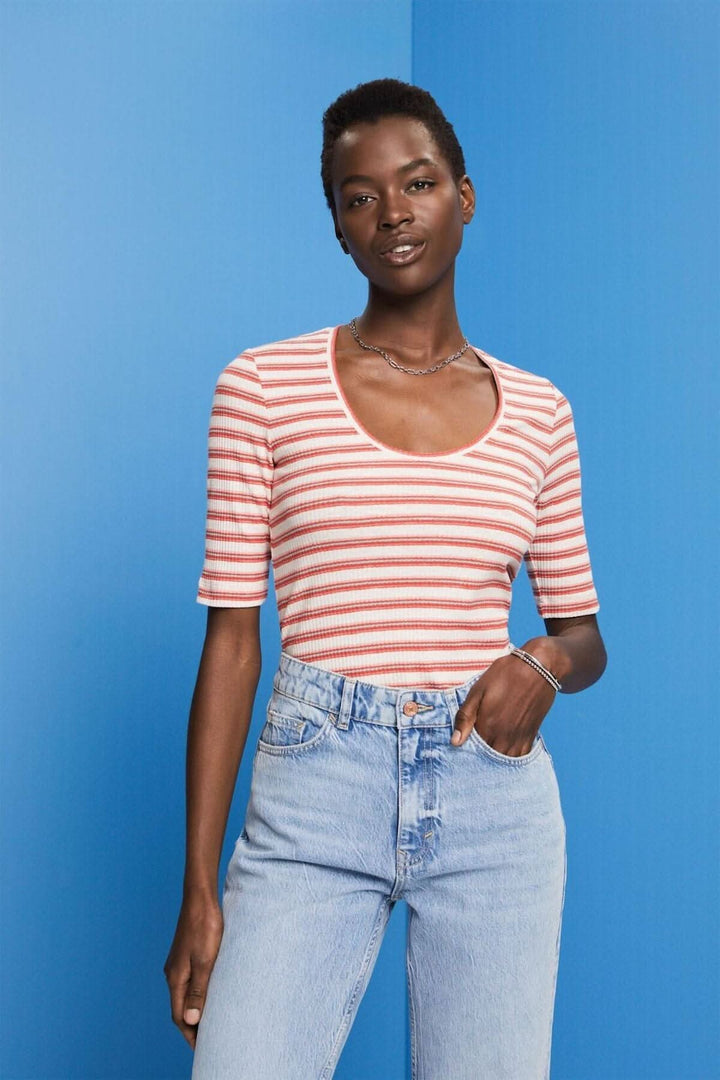 T-shirt rayé en coton bio Esprit XS Rouge 
