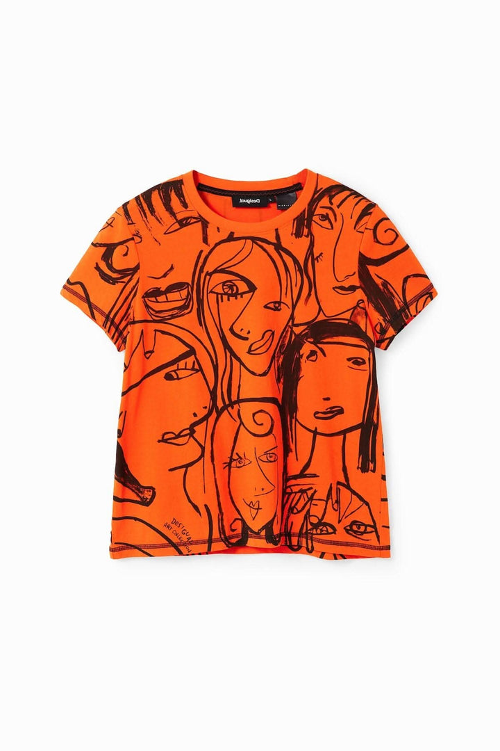 T-shirt visages contraste Desigual 