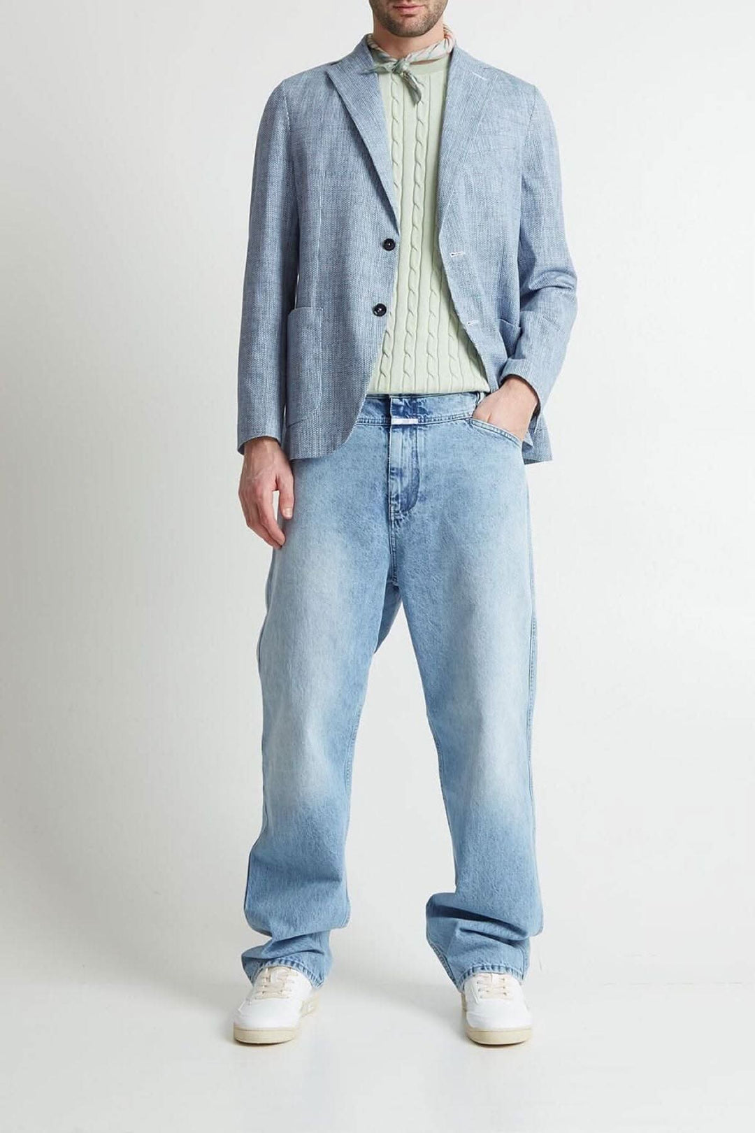 Veston extensible texturé Circolo 40 Bleu pâle 